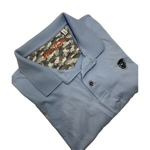 Robert Graham Embroidered Skull Polo Shirt S/S Men's XL Light Blue *Read